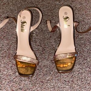 SHEIN Gold and Tan Heels